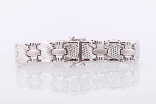 18k Woven Link Bracelet. 18k White Gold by RCI Braid Link bracelet. 23g 7.25in - Picture 2 of 9