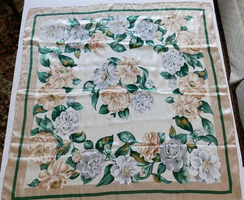 Vintage Oscar de la Renta Accessoire Street 100% Seide Japan Magnolie? Blumen 35x35" - Bild 3 von 12