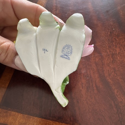 Herend Porcelain Yellow + Pink Flowers Hand Painted Hungary 172 - Picture 7 of 13
