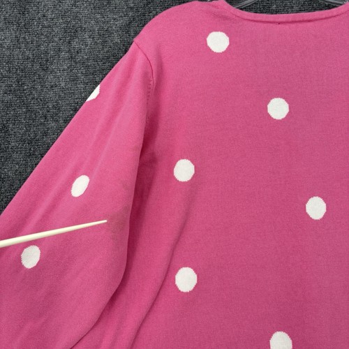 Quacker Factory Pink White Polka Dots Cardigan Sweater Women’s Plus 2X Artsy - Picture 13 of 14