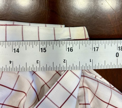 Camisa Brooks Brothers para hombre 16x35 ajuste tradicional sin planchar blanco granate patrón de rejilla - Imagen 19 de 19