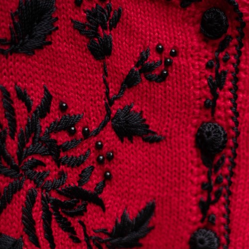 Heirloom Collectibles Small Vintage Cardigan Red Sweater Embroidered 90's Y2K - Picture 3 of 6