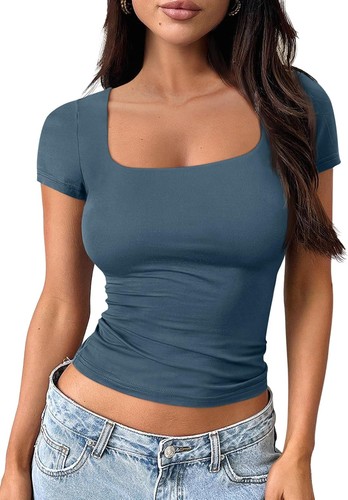 Tshirts Shirts for Women Double Lined Going Out Crop Tops 2025 Spring Summer - Bild 8 von 42