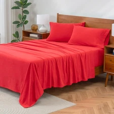 Luxury Soft Microfleece Queen Sheet Set, Warm and Durable, All Season Sheet (...