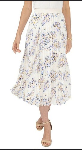NWT Vince Camuto Women's Floral Pattern Pleated Lined Elastic Waist Skirt XXL - Picture 1 of 7