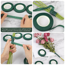 6 Roll Floral Tape 1/2Inch Flower Tape Dark Green, Floral Tapes for Bouquet S...