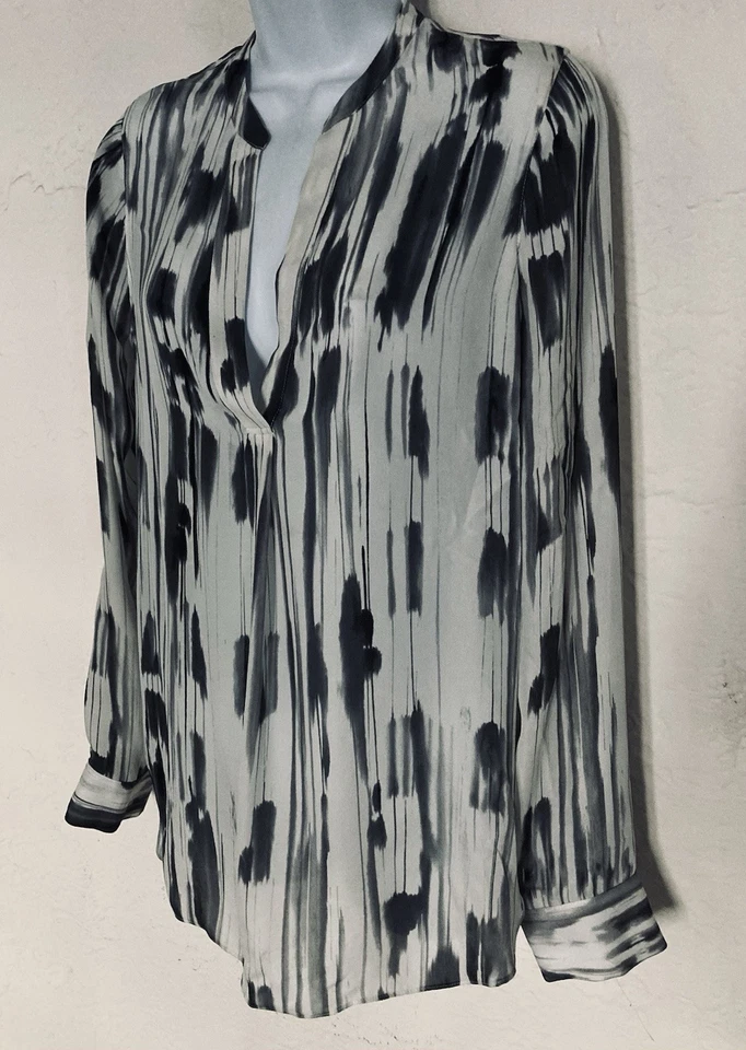 Blusa túnica Vince aquarela estampa geo tie dye 100% seda $345 varejo 6 - Imagem 3 de 4