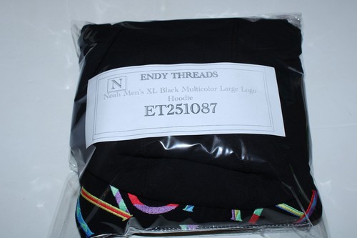 Noah Men's XL Black Multicolor Large Rainbow Logo Hoodie - Picture 10 of 10