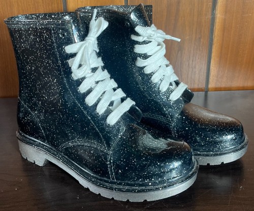 Circus by Sam Edelman schwarz Glitzer Quinn Gummi Kampfstiefel Damengröße 6 – sehr guter Zustand - Bild 1 von 7
