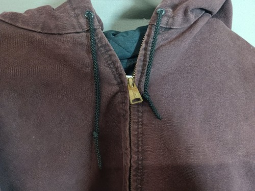 Vintage Carhartt Jacket J06BRG Hooded Size 2XL Burgundy Plum Maroon Quilted - Picture 4 of 15