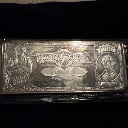 Vintage 16 oz Washington Mint $1000  .999 Fine Silver Banknote 1998 & COA #1776