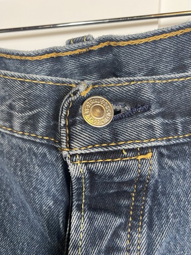Levi's 501 Jeans Herren 40x32 Blau Denim Original Straight Leg Light Wash Getragen - Bild 2 von 9