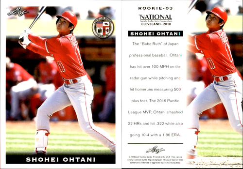 SHOHEI OHTANI RC 2018 LEAF National Sports Collectors Convention VIP ROOKIE-03 - Picture 2 of 2