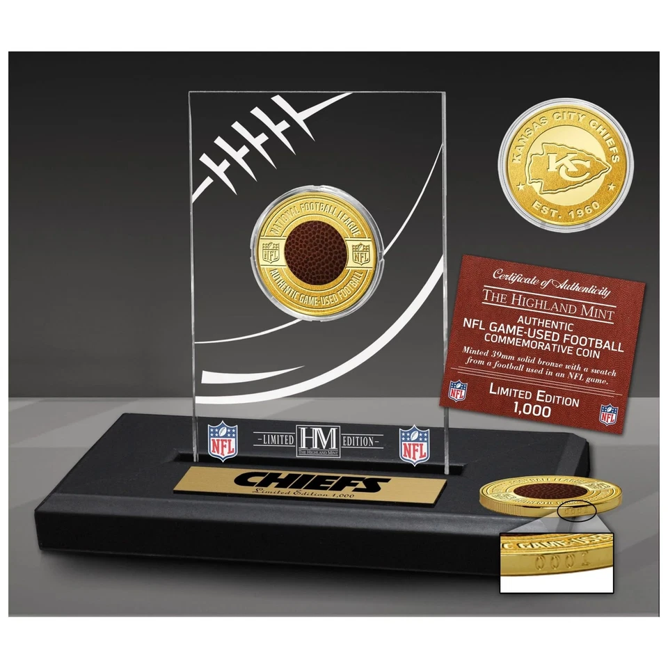 HIGHLAND MINT Kansas City Chiefs NFL Game Used Coin Display