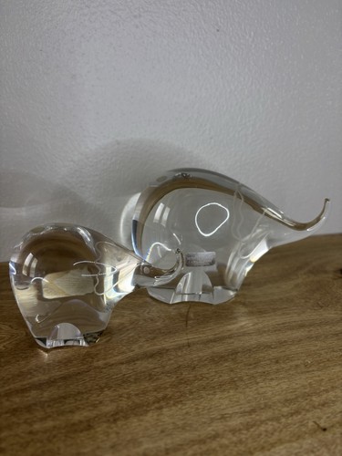 Kosta Boda Modern Stylized Art Glass Elephant PAIR Vicke Lindstrand Design - Picture 2 of 23