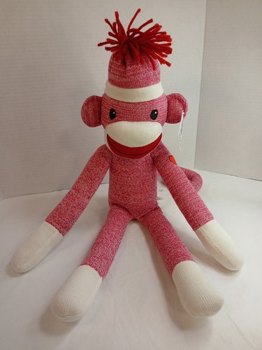 Large Red Sock Monkey Plush Threads Of Love Sockiez Red Heart New With Tags 22in - Picture 9 of 24
