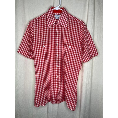 1970s Arrow Doubler Gingham Checker Picnic Rodeo Western Dagger Collar Shirt M