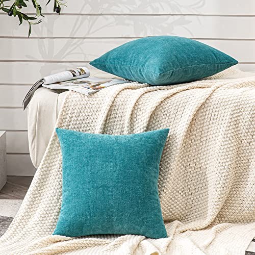 Decorative Square 16x16 Inch Throw Pillow Covers 16" x 16" (Pack of 2) Teal - Bild 6 von 7