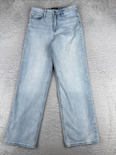 Pantalones de mezclilla Free Assembly para mujer 6 azules pierna ancha mezcla de algodón recto alto 27x30 - Imagen 1 de 18