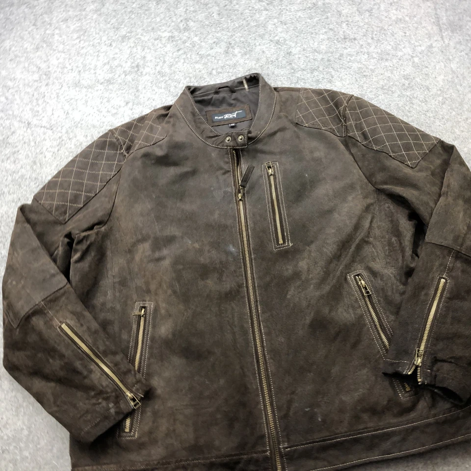 Chaqueta Negra Riot Para Hombres 2XL Imitación Gamuza Motociclista Acolchada Hombro Bolsillos con Cremallera Foto 3 de 4