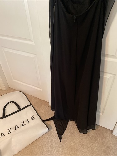 NWT Azazie Everett Bridesmaid Dress Womens A6 Black Sleeveless Slit - Picture 6 of 18