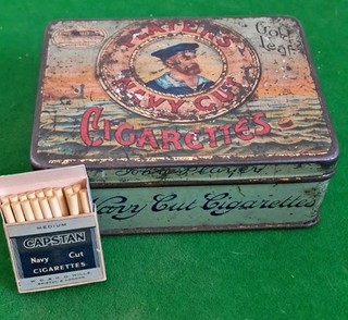 Vintage Antique Tin Players Navy Cut Gold Leaf Cigarettes
