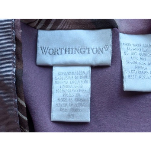 Worthington 100% Silk Knee Length Purple Plaid Skirt Size 14 Dark Academia Fall - Picture 2 of 2