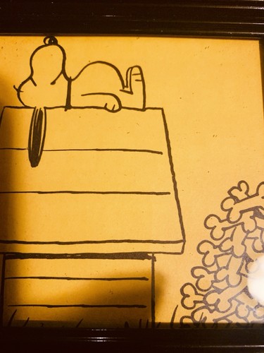 Gerahmter Druck von Snoopy aus dem 1963 Security Is A Thumb Book von Charles Schulz - Bild 2 von 2