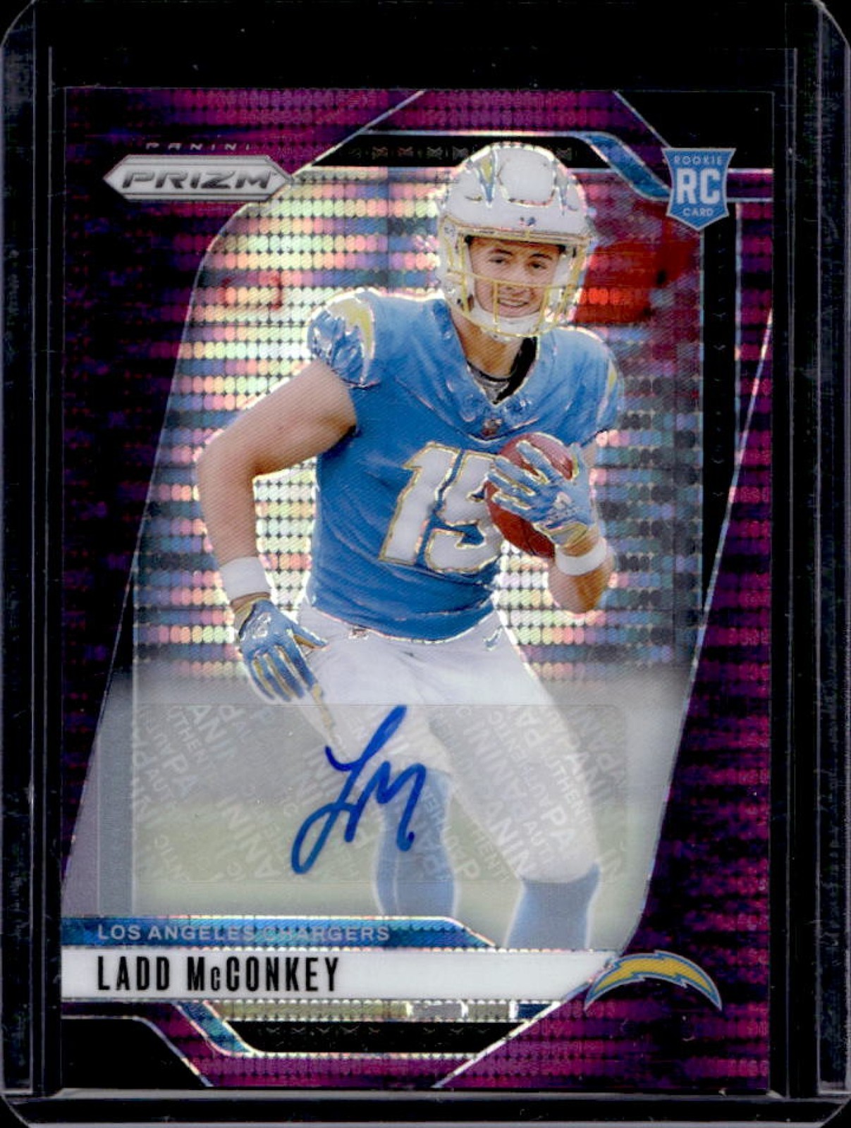 2024 Prizm Ladd McConkey Auto RC Purple Pulsar Rookie #365 Chargers