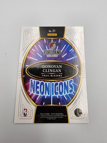 2024-25 Panini Select Donovan Clingan RC Rookie Neon Icons Silver Prizm - Picture 3 of 3