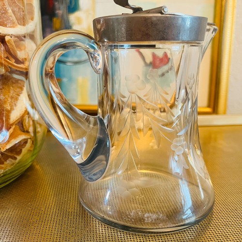 Antiker Heisey Glassirup 1910 viktorianische Handätzung Cottagecore Kolonie Pat'D - Bild 5 von 9