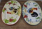 Vintage Chianti French Blue Rooster Serving Trays Dish Ceramic Farmhouse Country