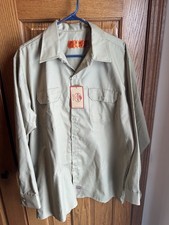 Red Kap Men  s Work Shirt Size XL Khaki Industrial Uniform Long Sleeve New