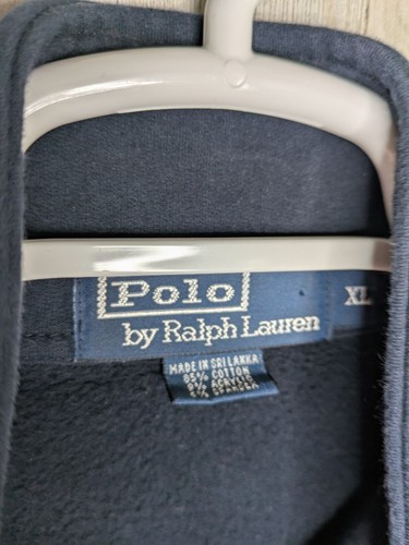 VTG Polo Ralph Lauren Mens Size XL Pullover 1/4 Zip Mock Neck Zip Pocket Navy - Picture 3 of 7