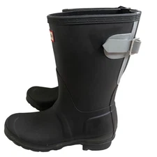 Hunter Short Black Rubber women's Sz 5 Adjustable Buckle Waterproof Rain Boots