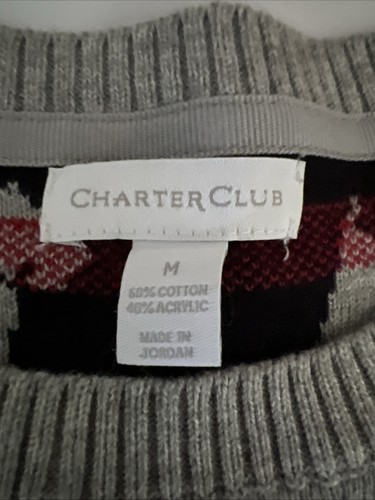 Charter Club Scottie Hundepullover Rundhals Strick Oberteil grau Neuheit Muster M süß - Bild 2 von 2