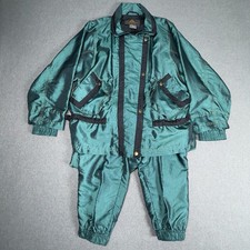 Vintage Track Suit Womens Small Petite Hunter Green Nylon Jacket Pants