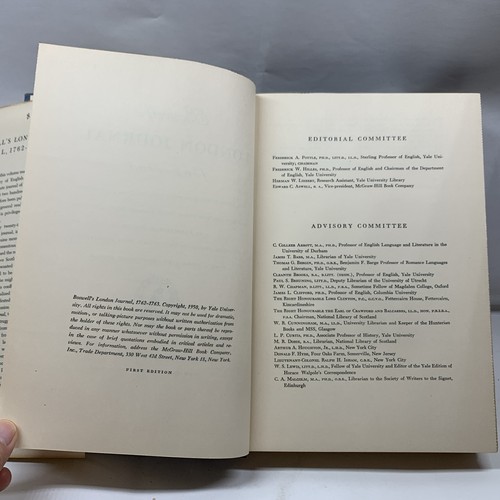 Boswell’s London Journal 1762-1763 1st Edition C1950 Yale University HCDJ. #045 - Picture 13 of 20