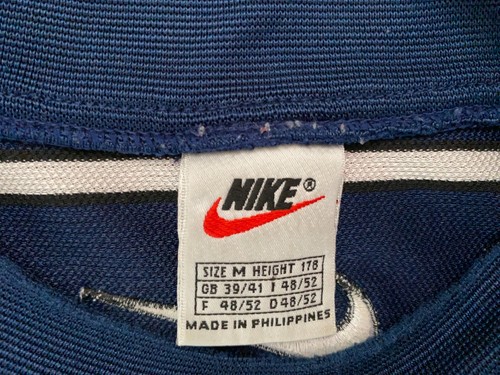 MAGLIETTA UOMO NIKE BLU ORIGINALE RETRÒ VINTAGE SWOOSH A RIGHE ABBIGLIAMENTO SPORTIVO MEDIA - Foto 4 di 7