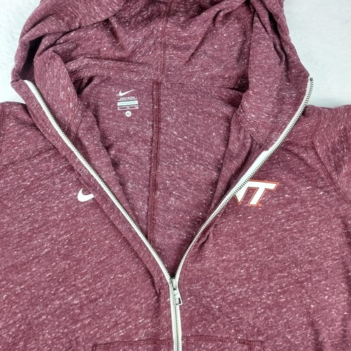 Virginia Tech Hokies Full Zip Sweatshirt Mens XL Nike Lightweight Maroon College - Picture 4 of 7
