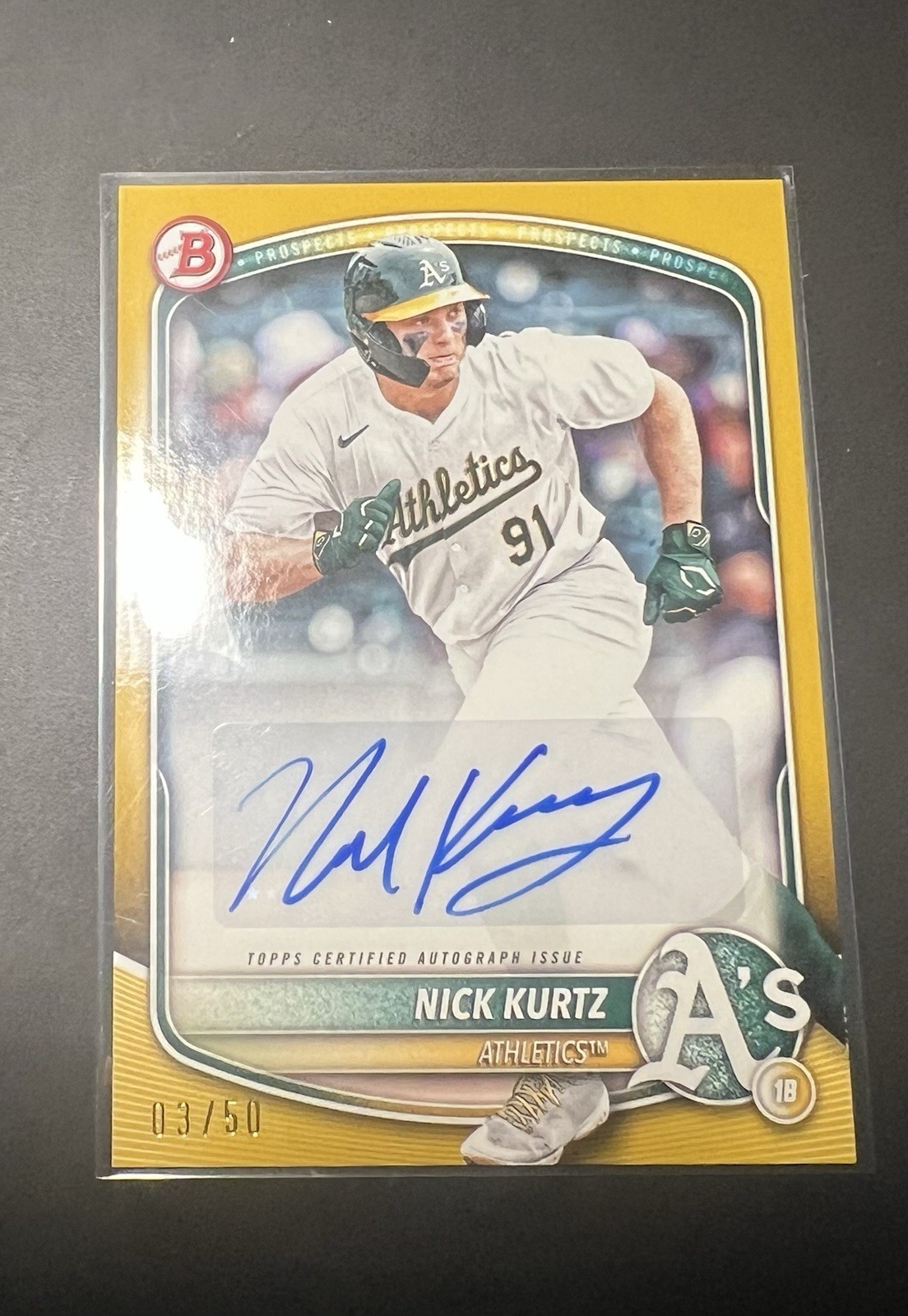 NICK KURTZ 2025 BOWMAN AUTO GOLD 03/50 #BPA-NK