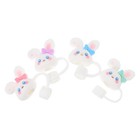  4pcs Silicone Straw Covers Toppers Easter Party Cartoon Bunny Design Dustproof