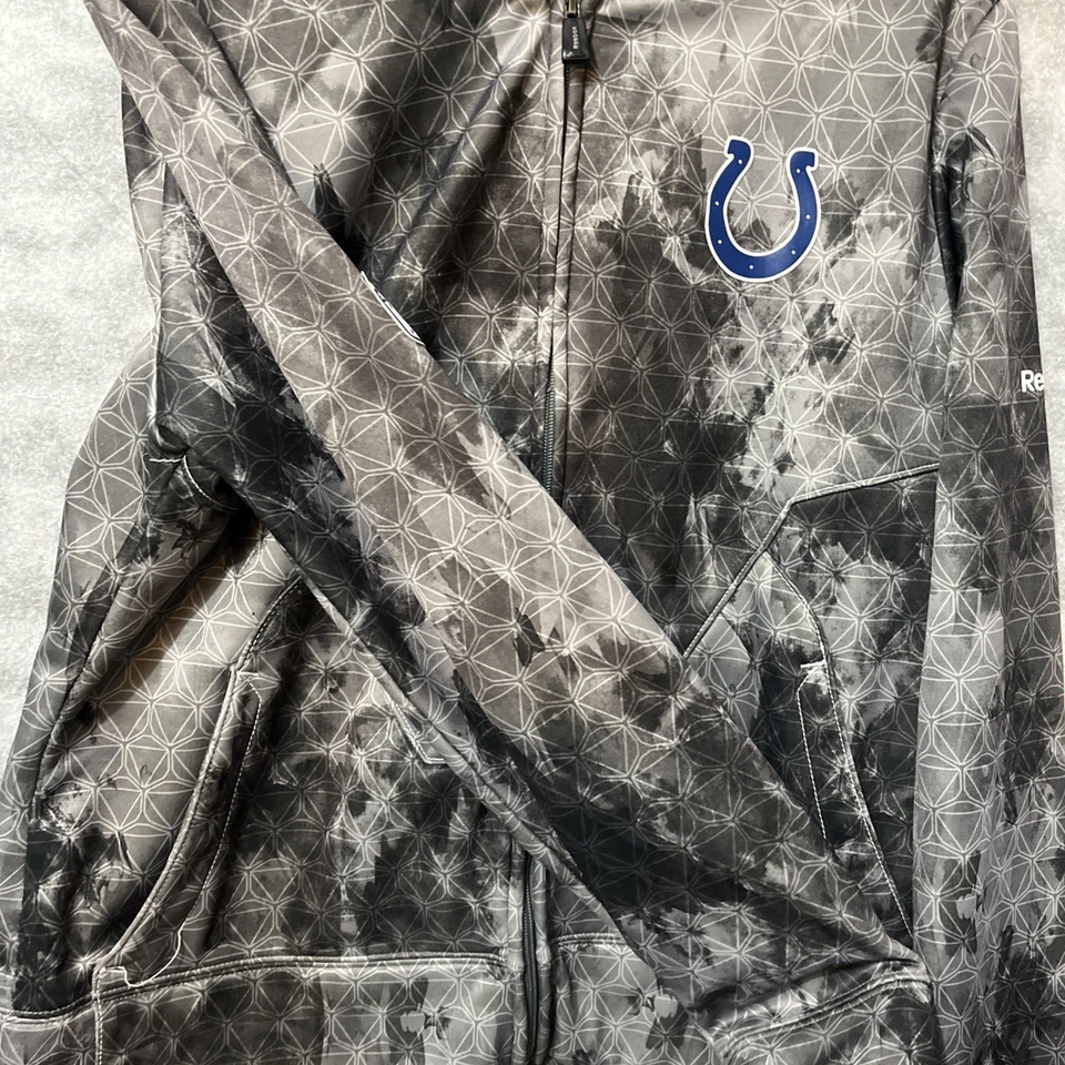 Indianapolis Colts NFL FOOTBALL Reebok Mujer’s XL Sudadera con Capucha con Cremallera GRIS HUMO Foto 3 de 4