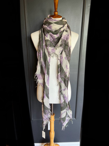 New Auth Chan Luu Stripe & Paisley Print Cashmere Silk Scarf Color: Bellflower - Picture 1 of 6