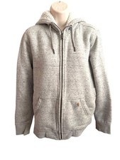 Carhartt Youth M Sherpa Lined Zip Hoodie Gray Relaxed Fit Full Zip Jacket Warm