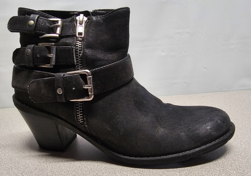 Ruff Hewn Boots Womens Size 6.5 Black Block Heel Ankle Booties Buckles - Picture 4 of 13