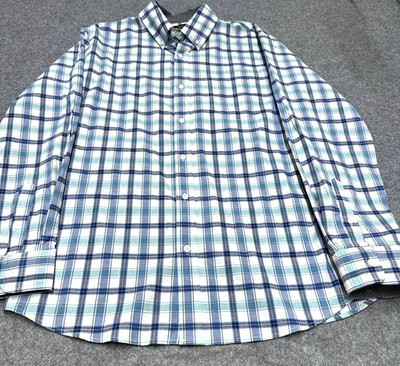 Lee Shirt Men's Large Blue Plaid Comfort Long Sleeve Button Down Oxford Casual