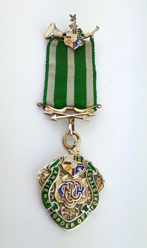 VINTAGE SILVER & ENAMEL ANCIENT ORDER OF FORESTERS BREAST JEWEL HM B'HAM 1934 - Picture 3 of 7