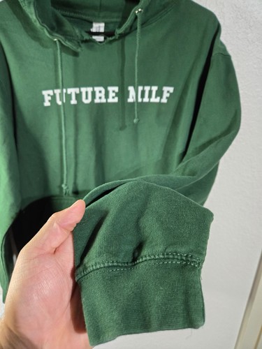 Future MILF Sweater Womens Size Medium Green Drawstring Hoodie Designer Top - Picture 6 of 12