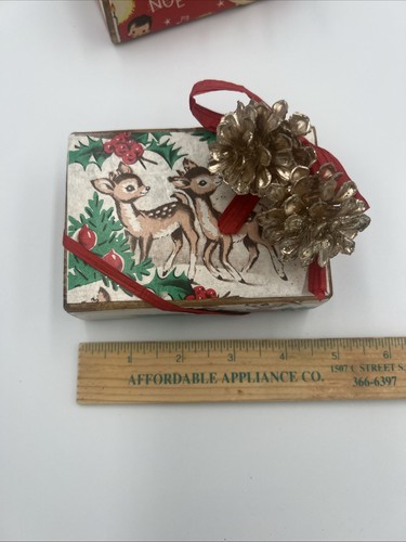 Blocchi avvolti vintage fatti a mano decorazione per piccolo albero di Natale - Foto 5 di 6